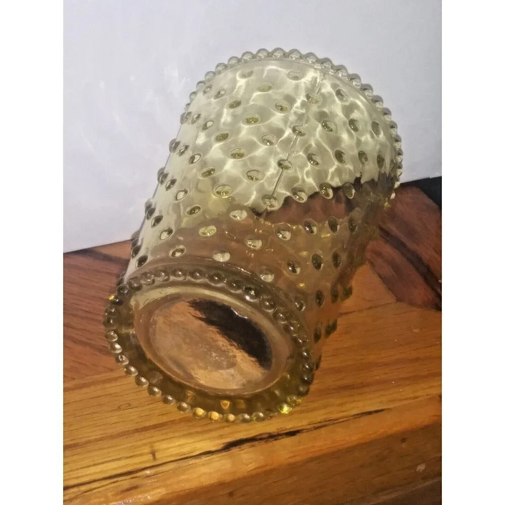 Amber hobnail glass vase/ candle holder beautiful 5